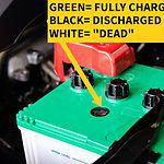 car battery green light